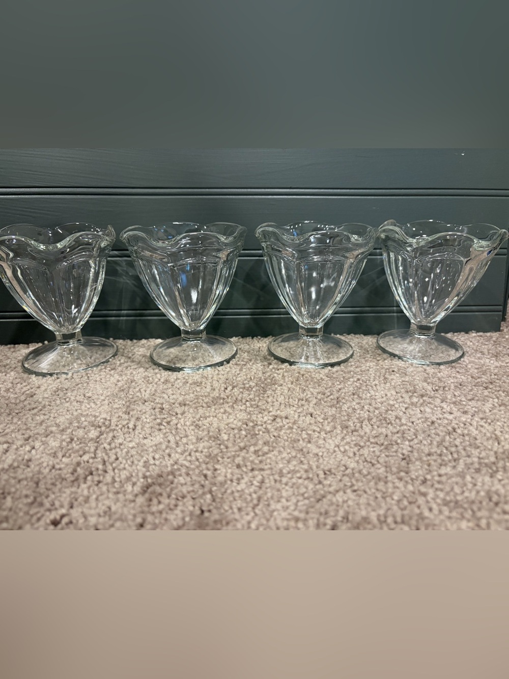 Anchor Hocking Tulip Shaped Ice Cream Sundae Dessert Glasses - Set of 4